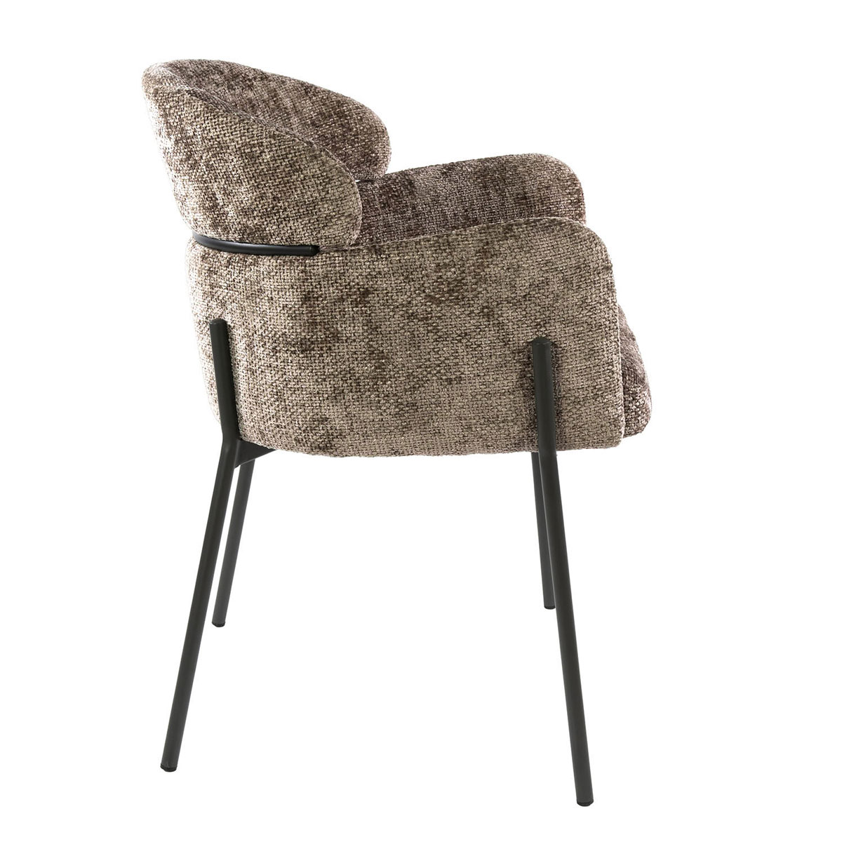 2er Set Armlehnstuhl Boston Chenille Stoff champagner