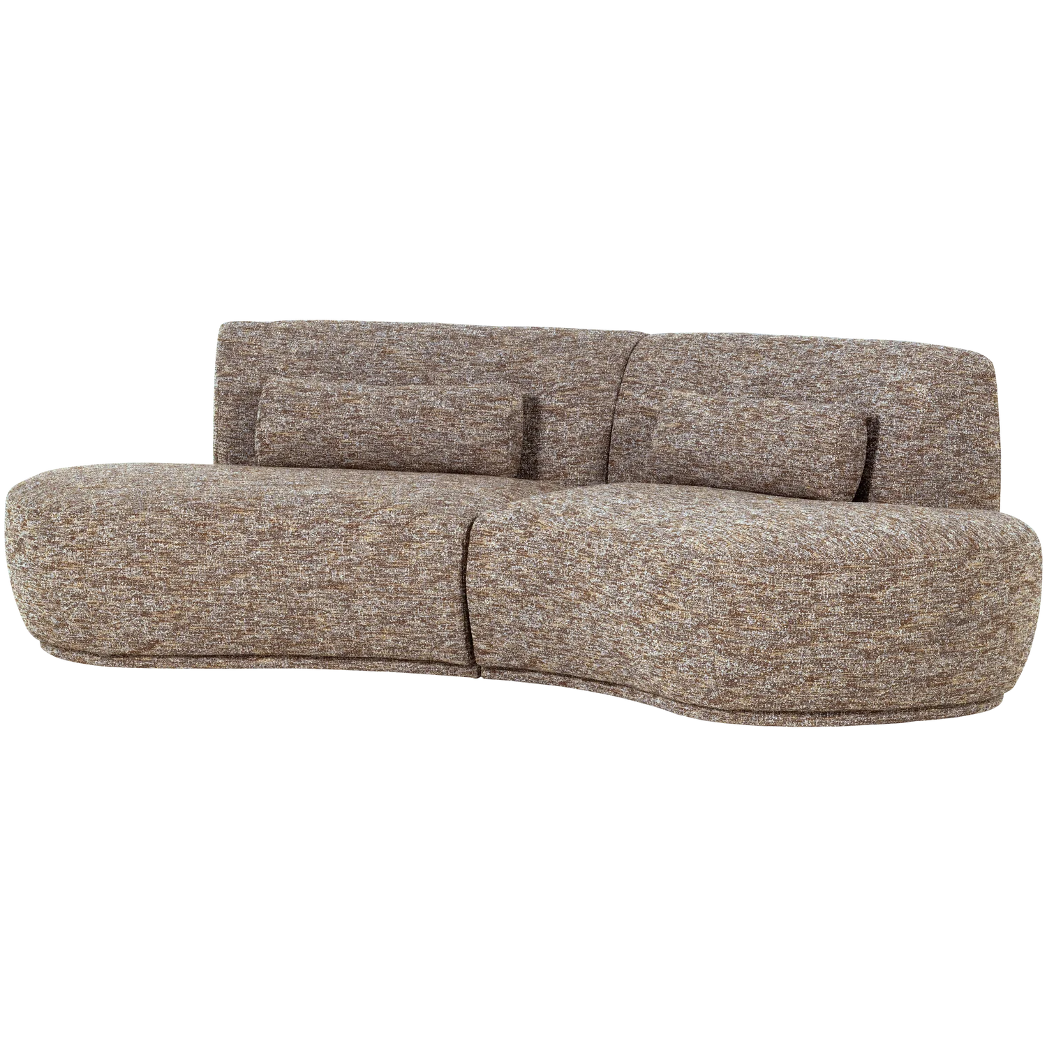 4 Sitzer Sofa BATAVIER halbrund Webstoff Melange hellbraun