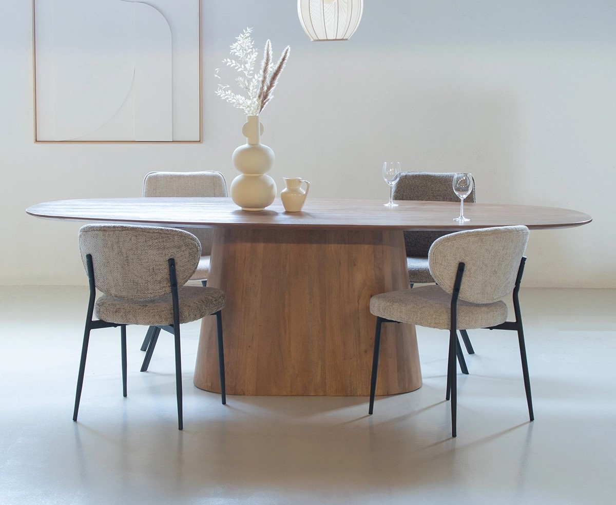 Esstisch LIJN oval Mangoholz 220 cm braun