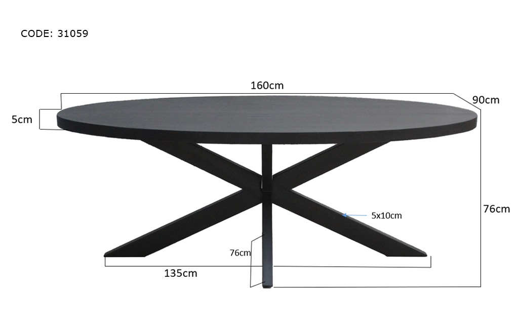 Esstisch Kala 160 x 90 cm Mangoholz schwarz