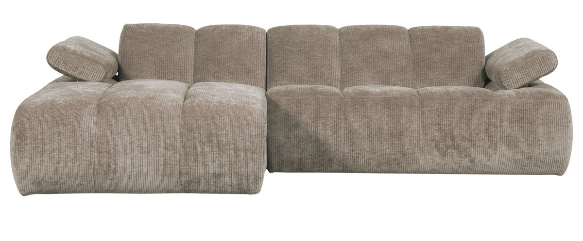 woood Chaiselongue Sofa MOJO links gerippter Stoff dunkelsand