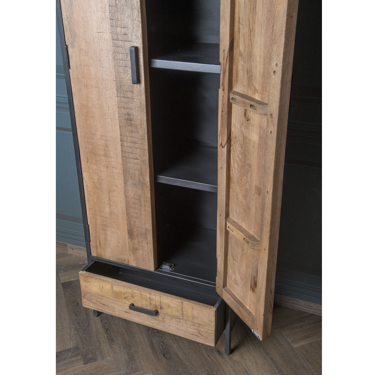 Schrank Wohnzimmerschrank Sturdy 2 Türen Mango Holz