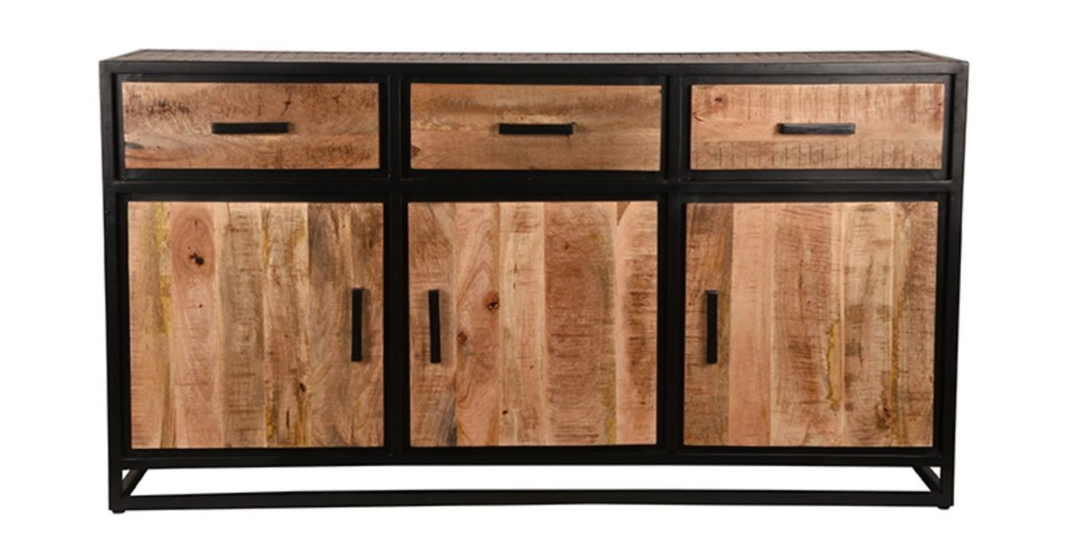 Industrie Kommode NERO 170 cm Anrichte Mango Holz