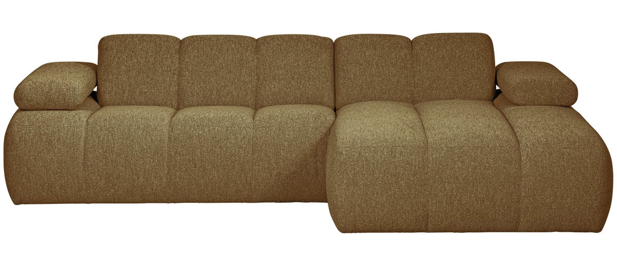 woood Chaiselongue Sofa MOJO rechts Bouclé gelbbraun melange