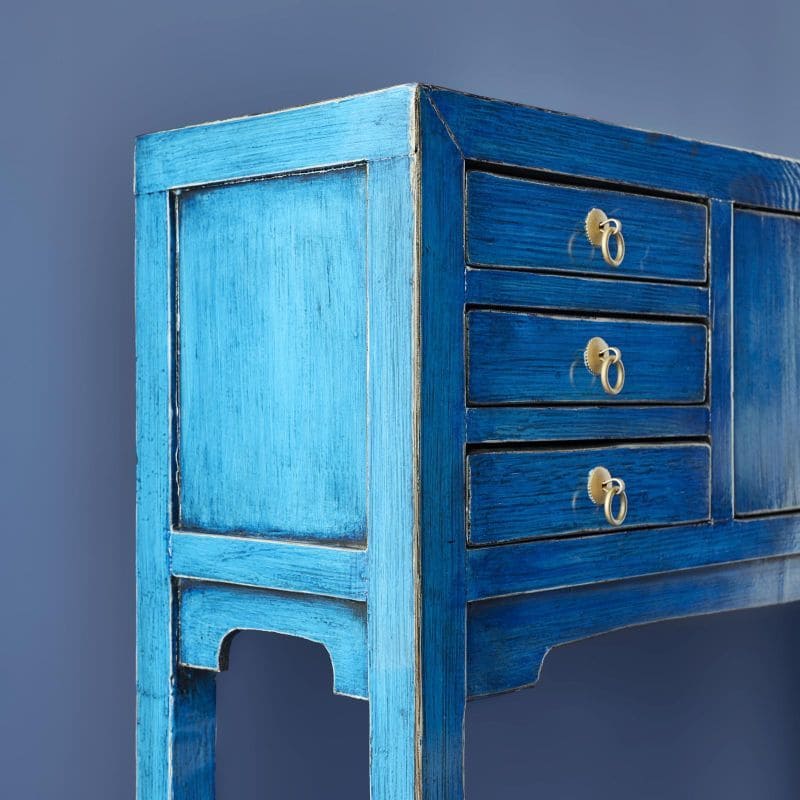 Konsolentisch Majesté 100 cm Ulmen- und Kiefernholz vintage blau