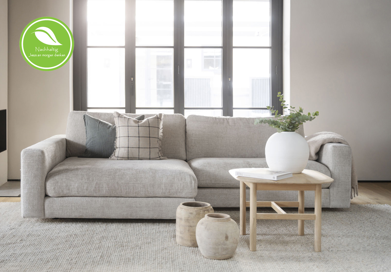 3-Sitzer-Sofa ALMA hellgrau Longchair links