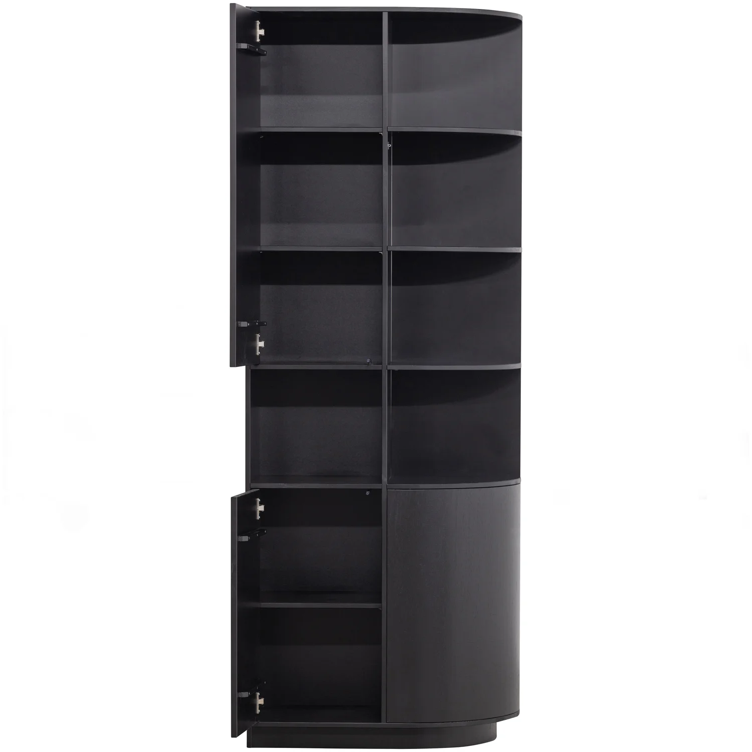 Schrank FINCA H 210 cm rund rechts Kiefer Massivholz tiefschwarz Aufbewahrungsschrank