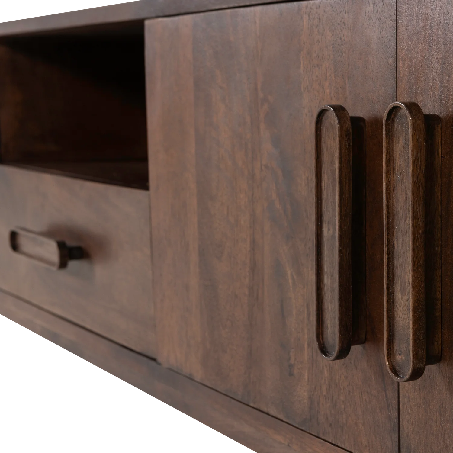 TV Möbel LIYA 200 cm Mangoholz dunkelbraun Kommode Lowboard