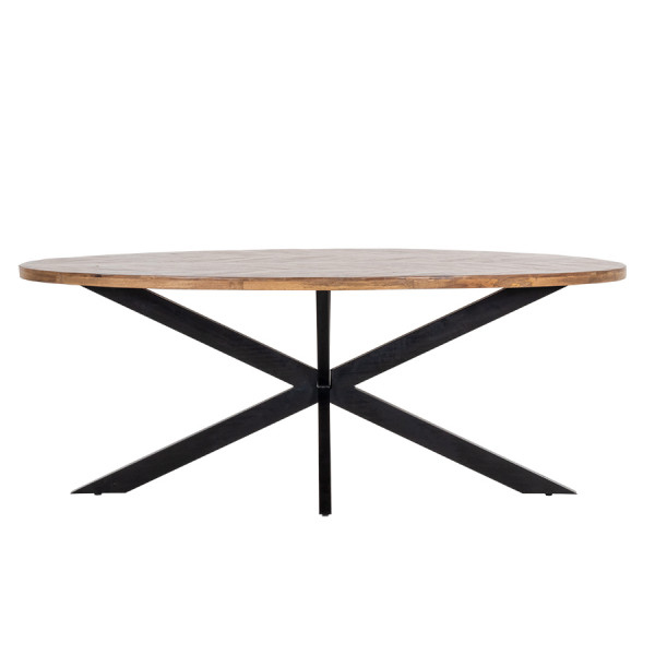 Esstisch Max oval 200 x 100 cm Mango Holz Fischgräte Tisch