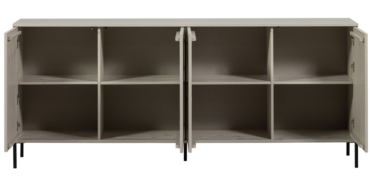 Sideboard New Gravure 200 cm Esche Kiefernholz staubgrau