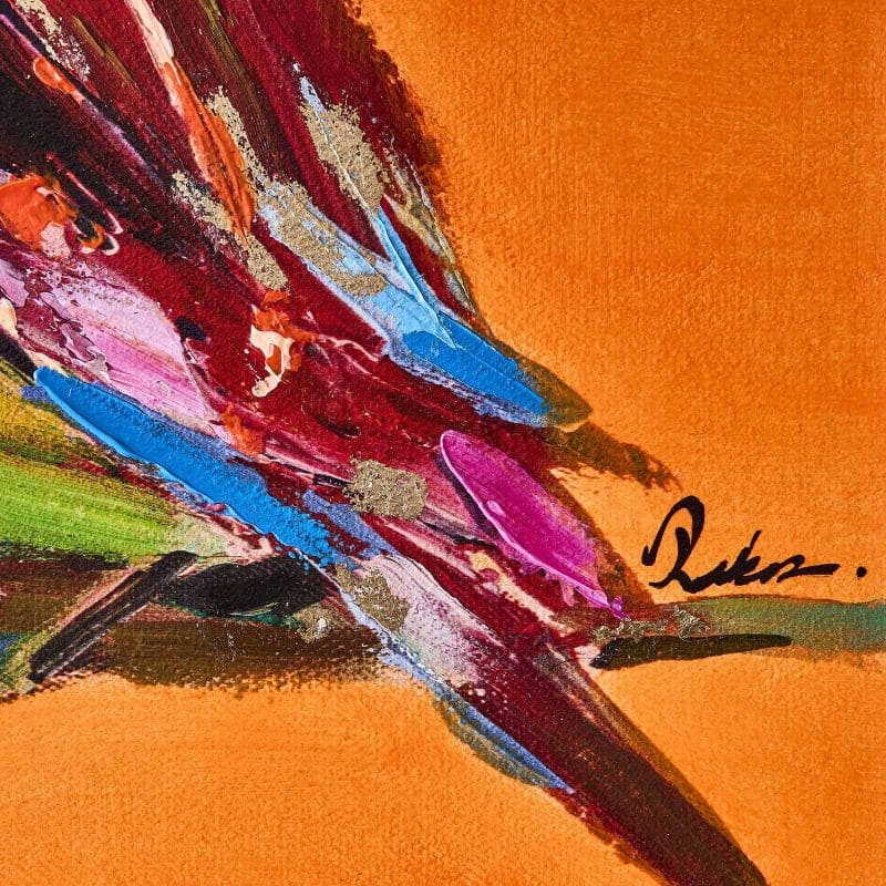 Bild 30 x 30 cm Zwitscherklang Vogel Bird Acryl Leinwand orange