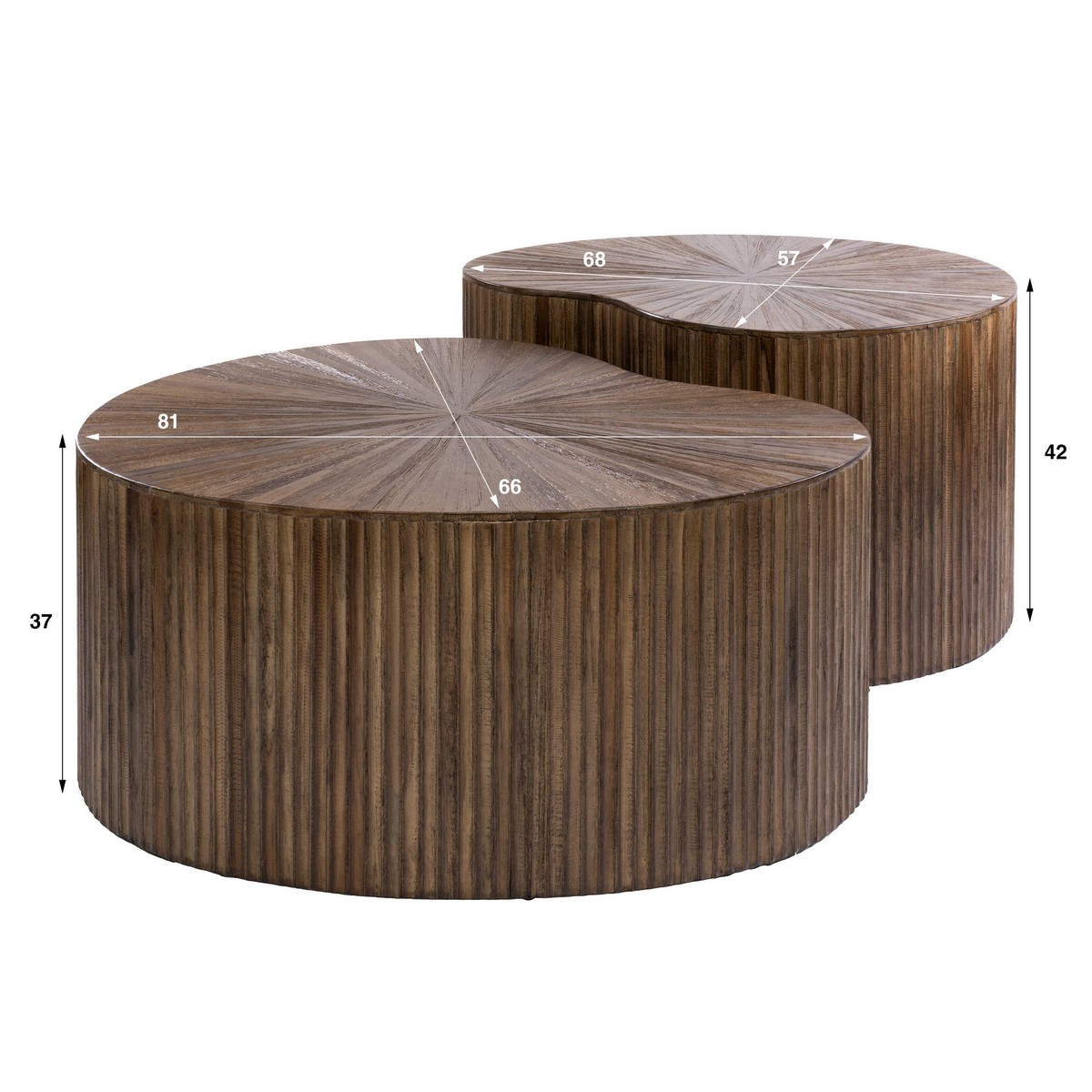 Couchtisch Set SORRENTO 2er Set Mango massiv Espresso braun