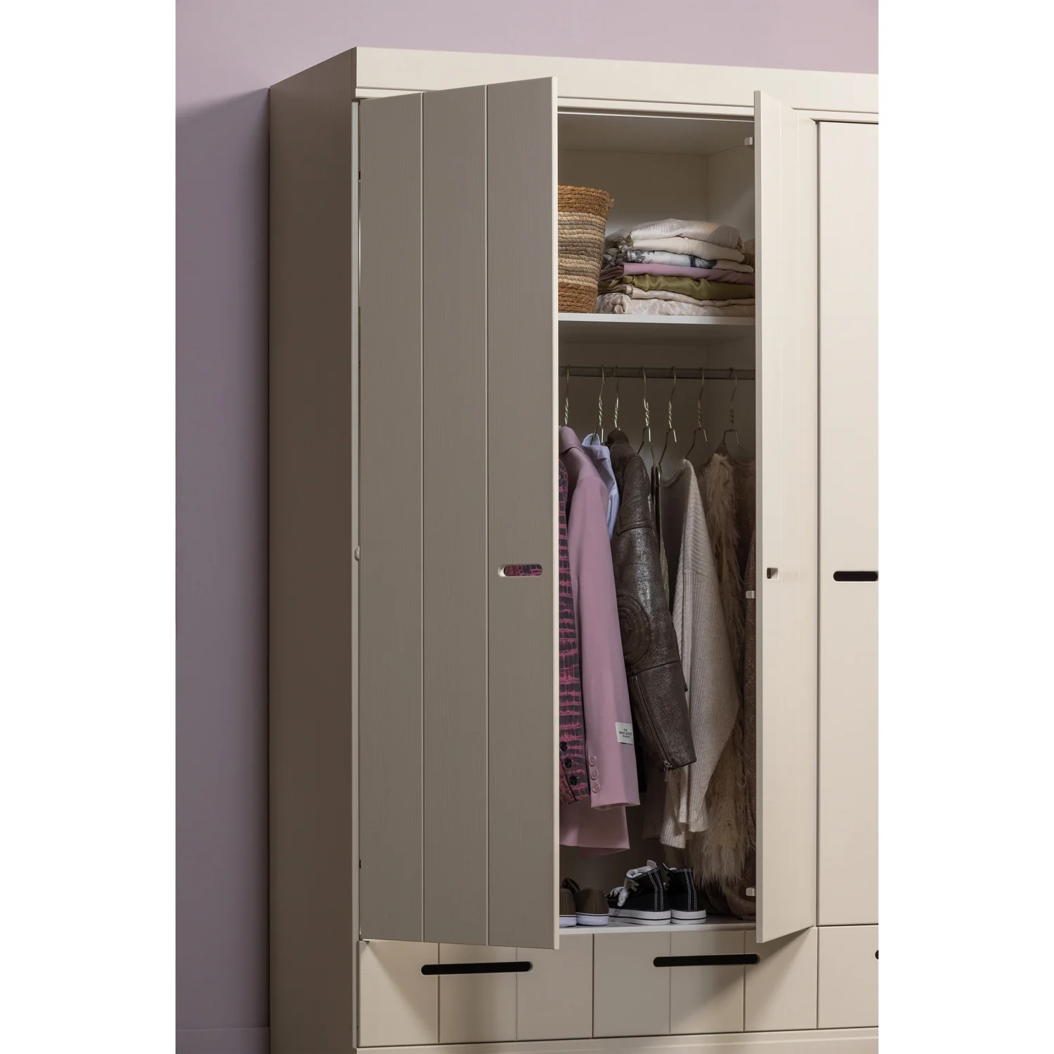 Kleiderschrank Schrank 140 cm CONNECT Kiefer staubgrau