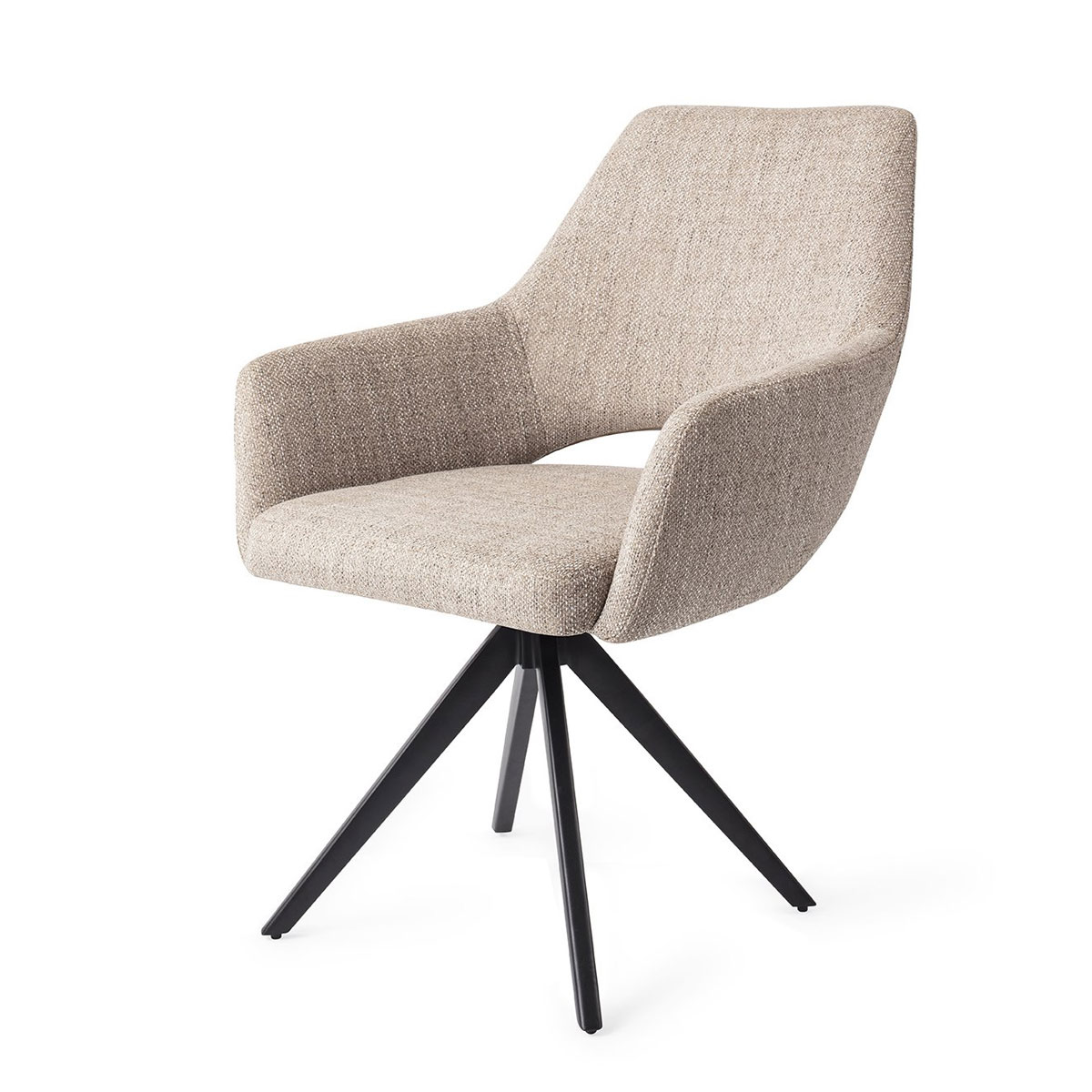 Esszimmerstuhl YANAI drehbar – Beige mit schwarzem Gestell