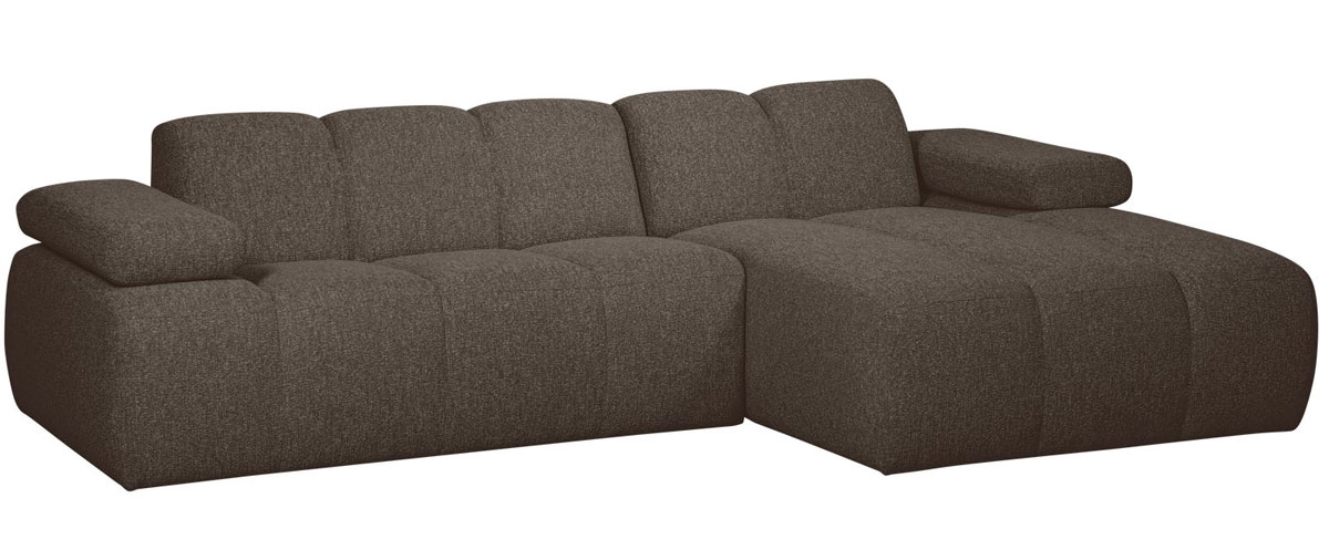 woood Chaiselongue Sofa MOJO rechts Bouclé braun melange