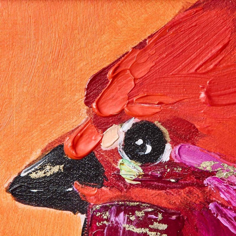 Bild 30 x 30 cm Zwitscherklang Vogel Bird Acryl Leinwand rot orange