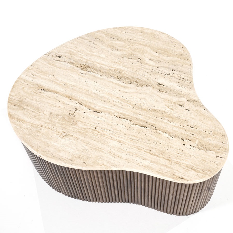 Couchtisch BARI 83 cm Mangoholz Naturstein organisch