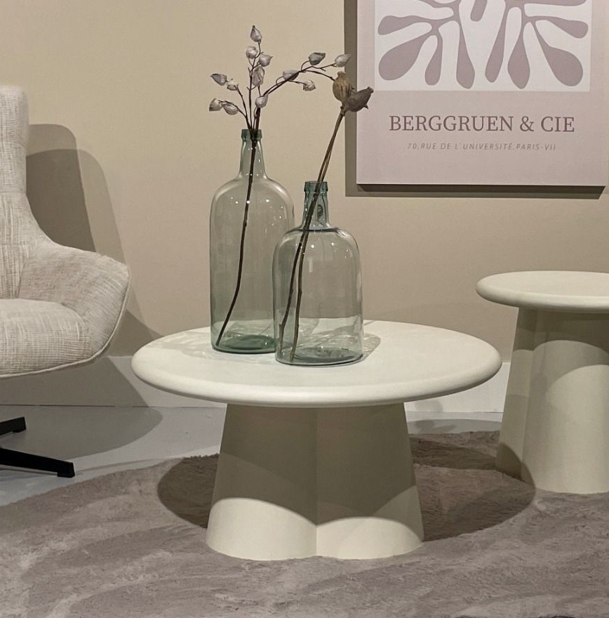 Couchtisch Clubs rund Ø 80 cm MDF Beton cremeweiß 