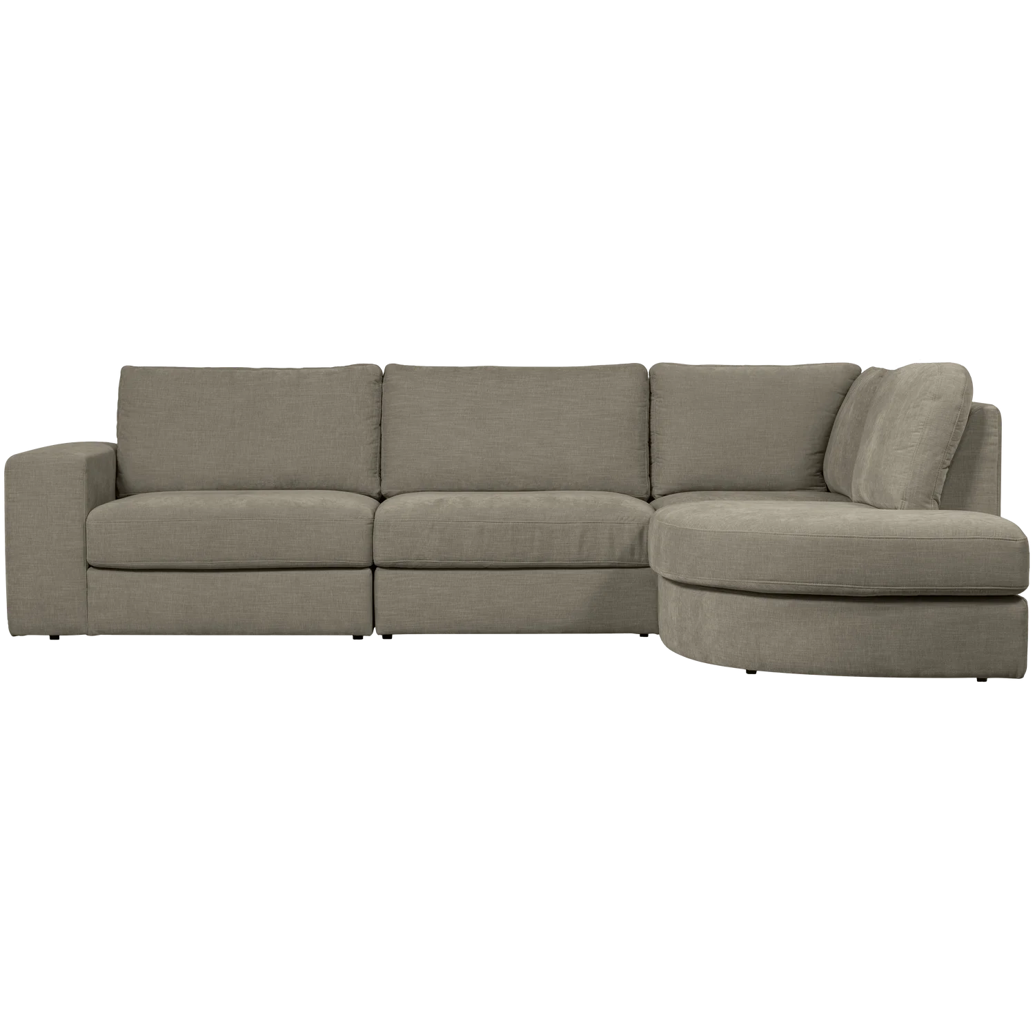 Ecksofa FAMILY Webstoff warmes grau Recamiere mit Rundung rechts