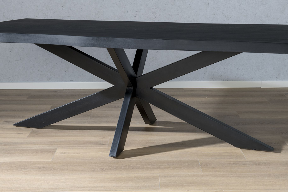 Esstisch Baumstamm Spider 220 x 100 cm Mangoholz schwarz