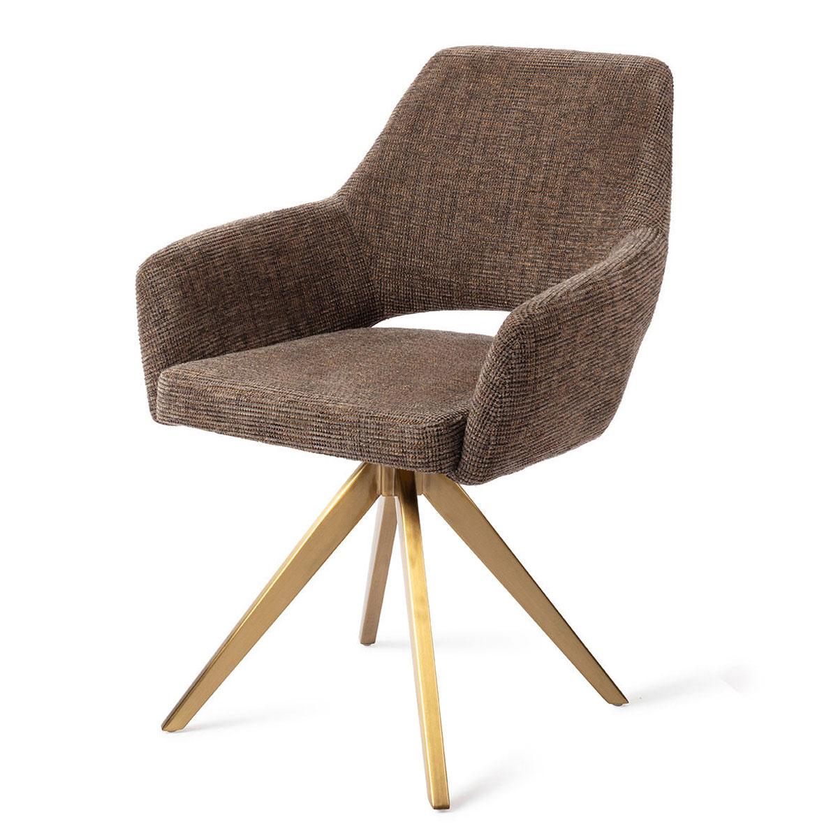 Esszimmerstuhl YANAI drehbar – Kastanie mit goldenem Gestell