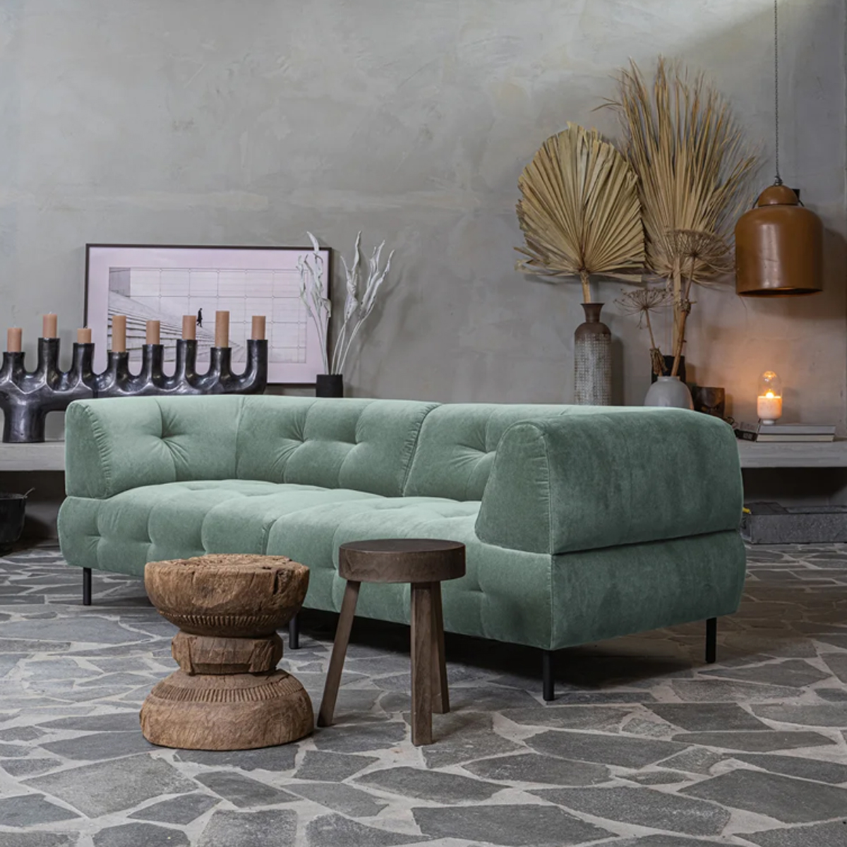 4 Sitzer Sofa Lloyd Samt Velvet wasserpflanze Couch