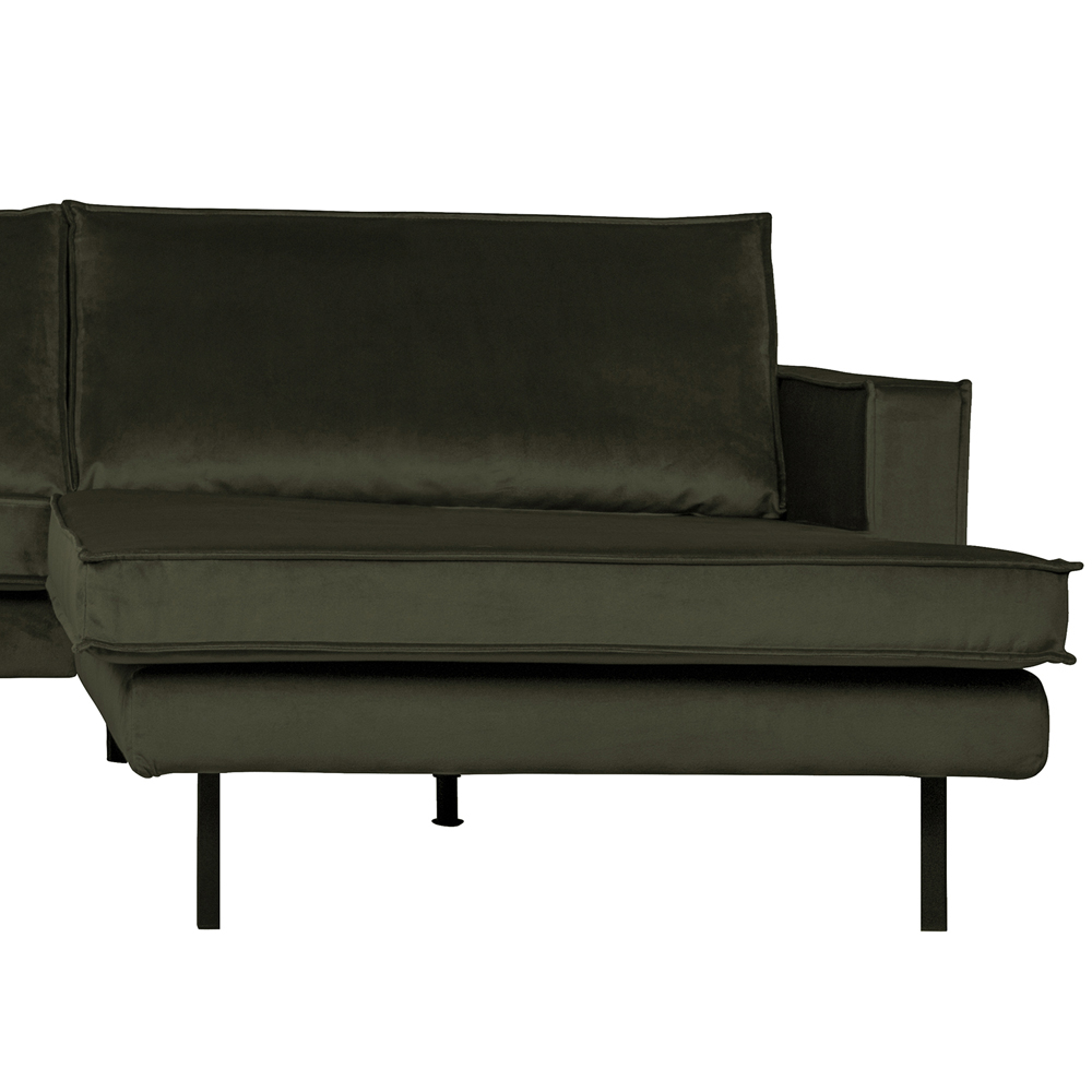 Eckgarnitur Rodeo Samt dunkelgrün Couch Sofa Ecksofa Longchair rechts