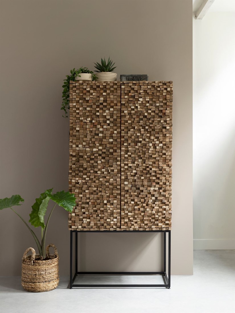 Highboard Sticks H 180 cm Teakholz Schrank