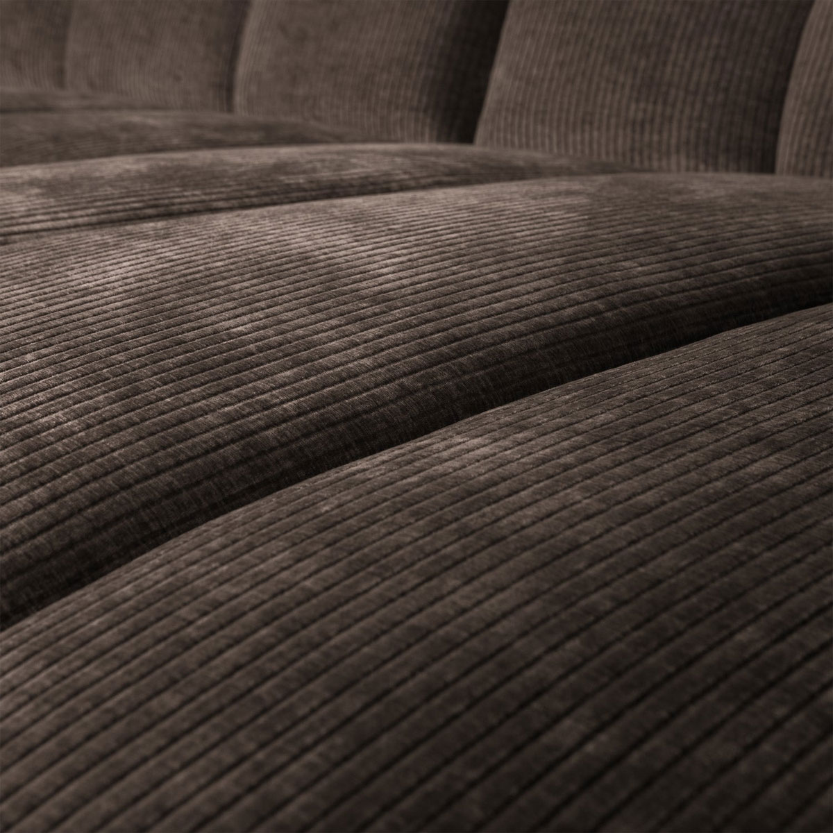 woood Chaiselongue Sofa MOJO rechts gerippter Stoff braun