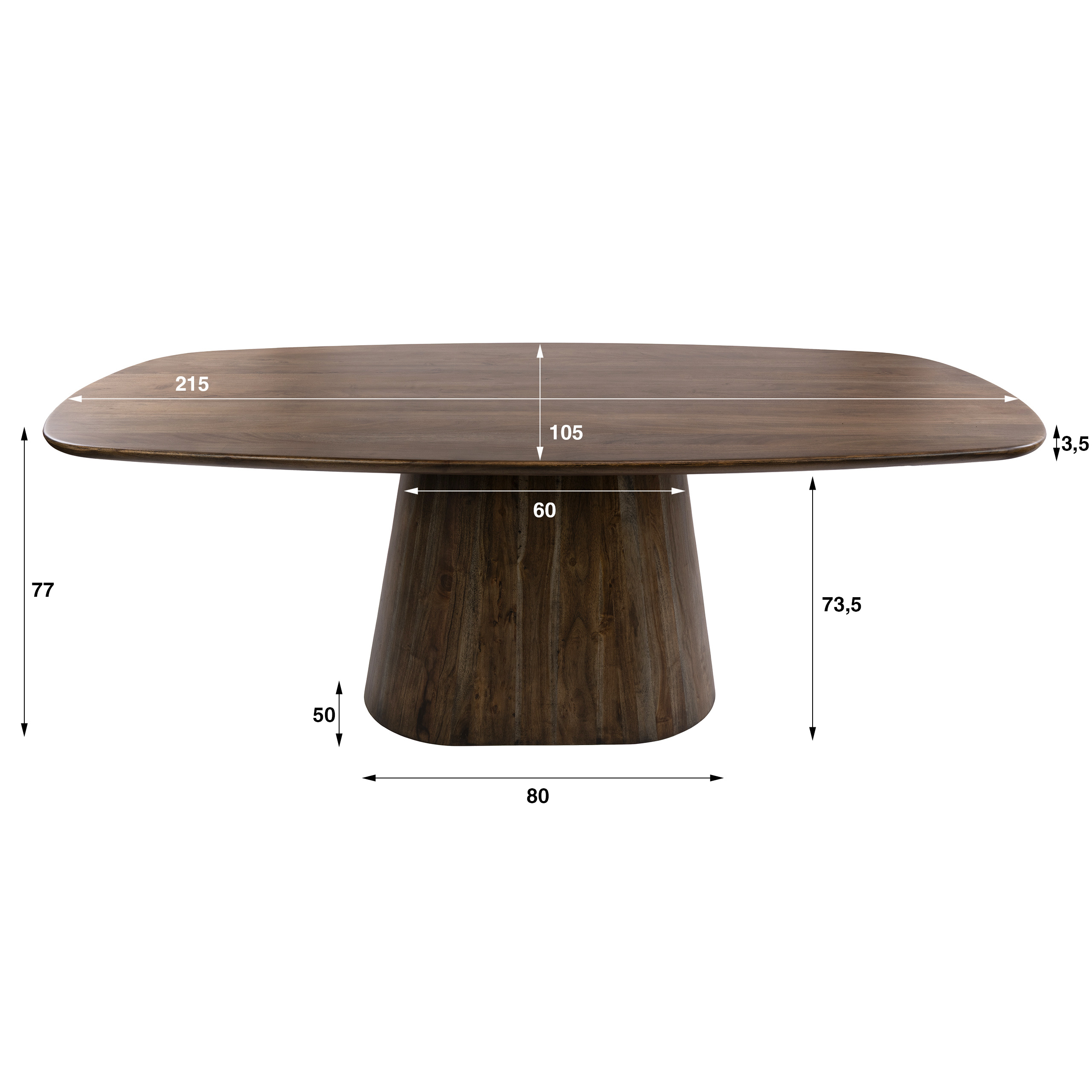 Esstisch SANO dänisch oval massiv Akazie braun 215 cm  