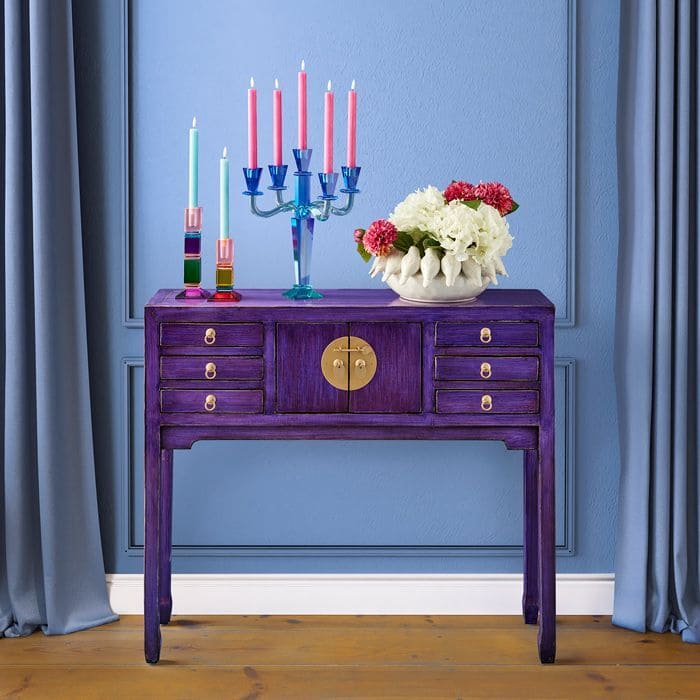 Konsolentisch Majesté 100 cm Ulmen- und Kiefernholz vintage lila