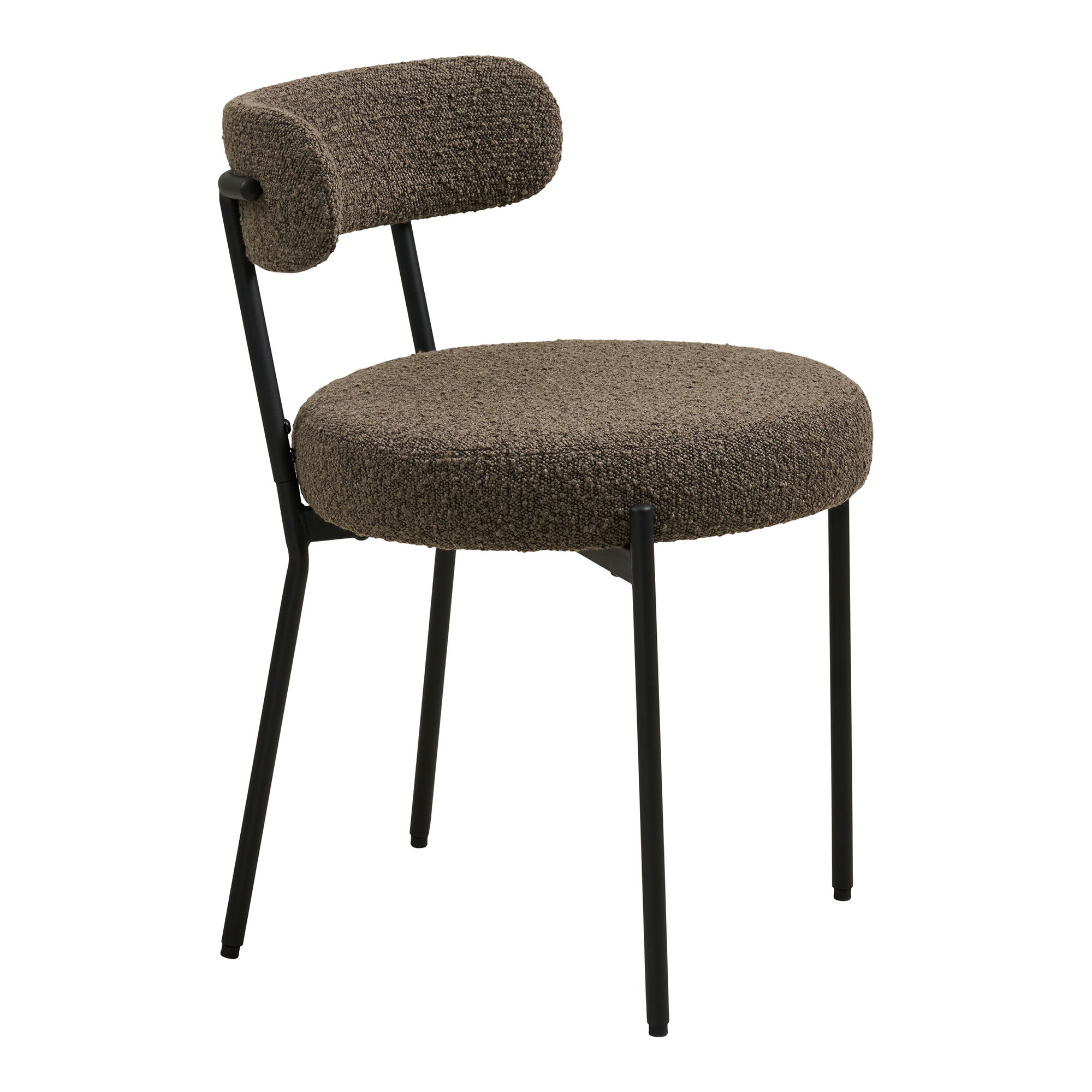 2er Set Esstischstuhl Barcelona Bouclé braun Dinnerstuhl