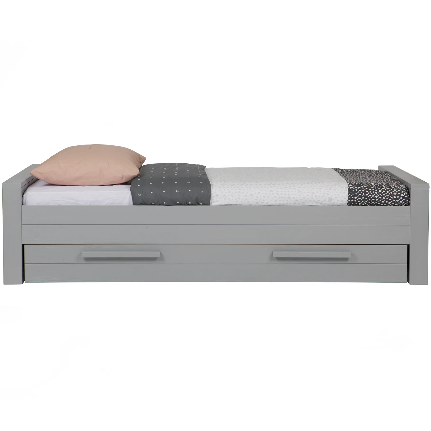Kinderbett Einzelbett DENNIS 200 x 90 cm Kiefer Massivholz betongrau Bett