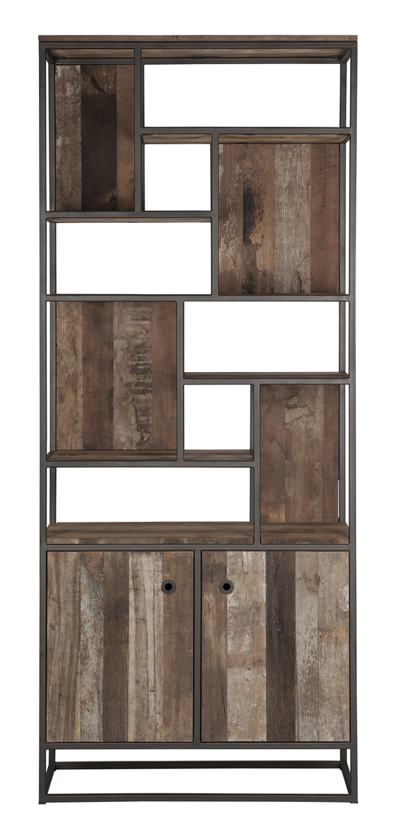 d-Bodhi Regal Bücherregal TUAREG mit 2 Türen recyceltes Teak Holz