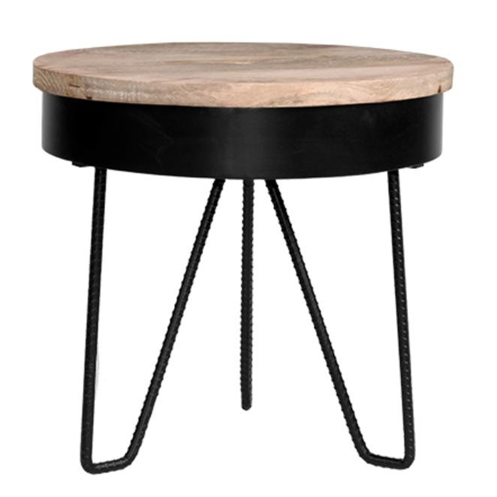Couchtisch MORAN schwarz Ø 44 cm Mango Holz