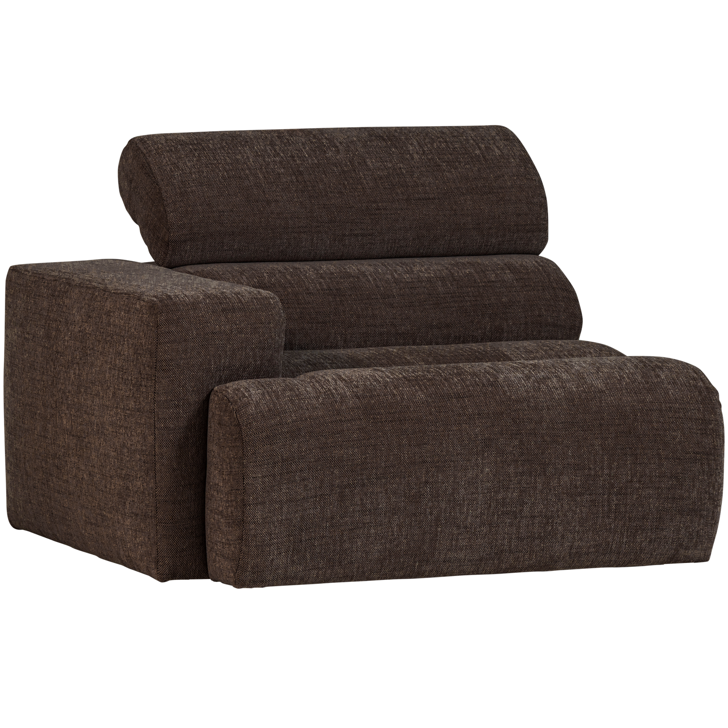 Sofaelement NOVI mit Armlehne links Element Webstoff dunkelbraun melange