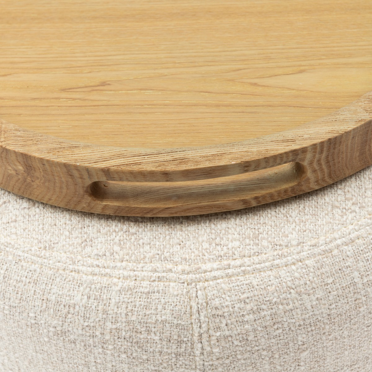 Rivièra Maison Pouf Babylon mit Tablett Small Weiß/Natur