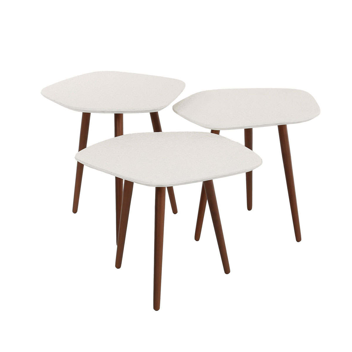 3er Set Couchtisch Coast Stone Marmorverbundstoff Metall Tischset