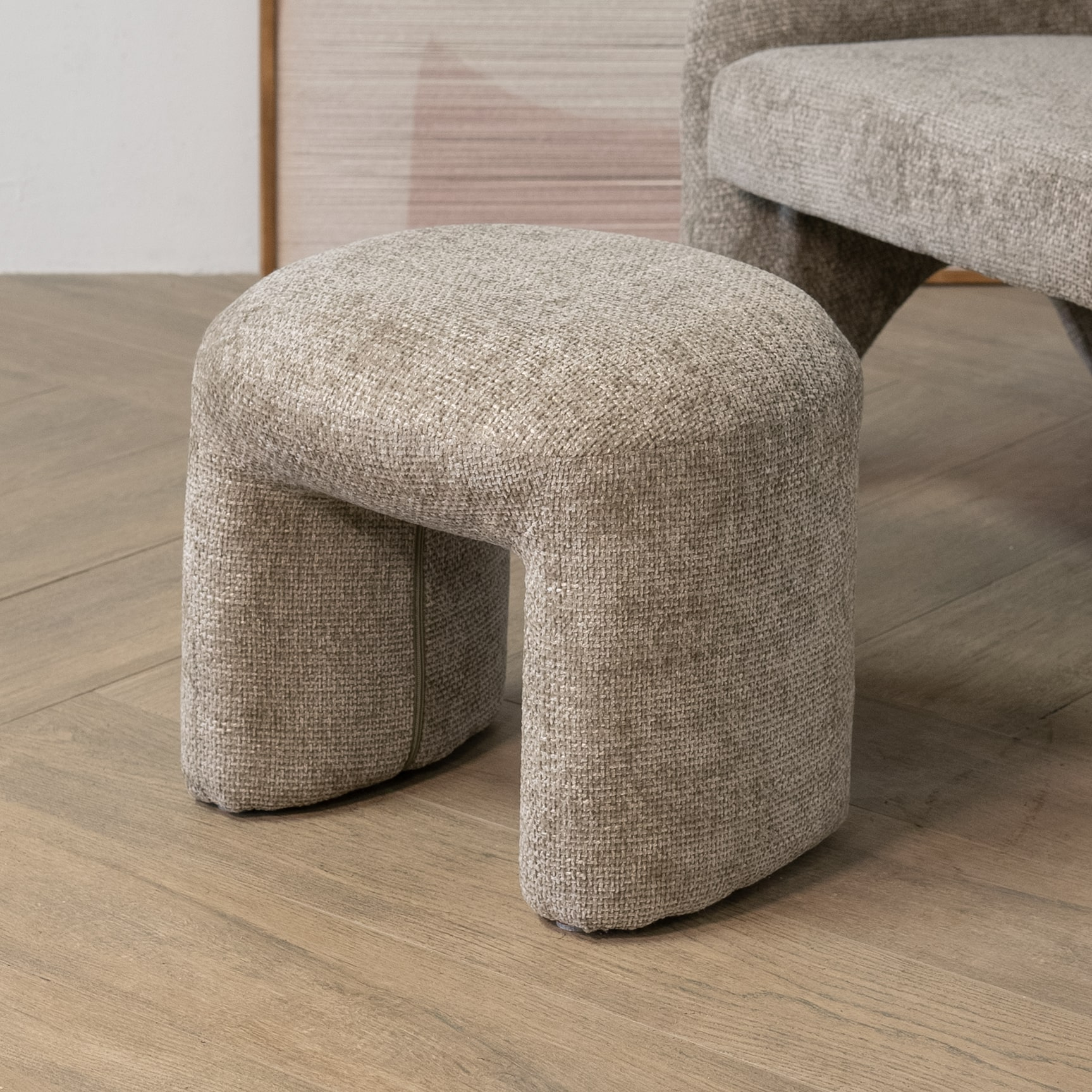 Hocker SAVEN Sitzhocker Stoff taupe