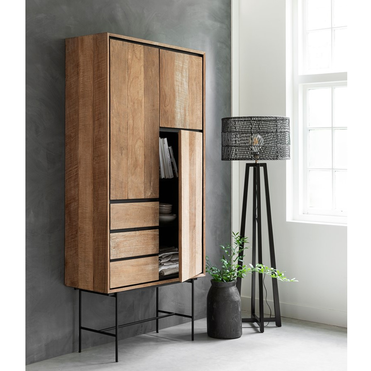 DTP Home Highboard Schrank Metropole H 210 cm Teakholz
