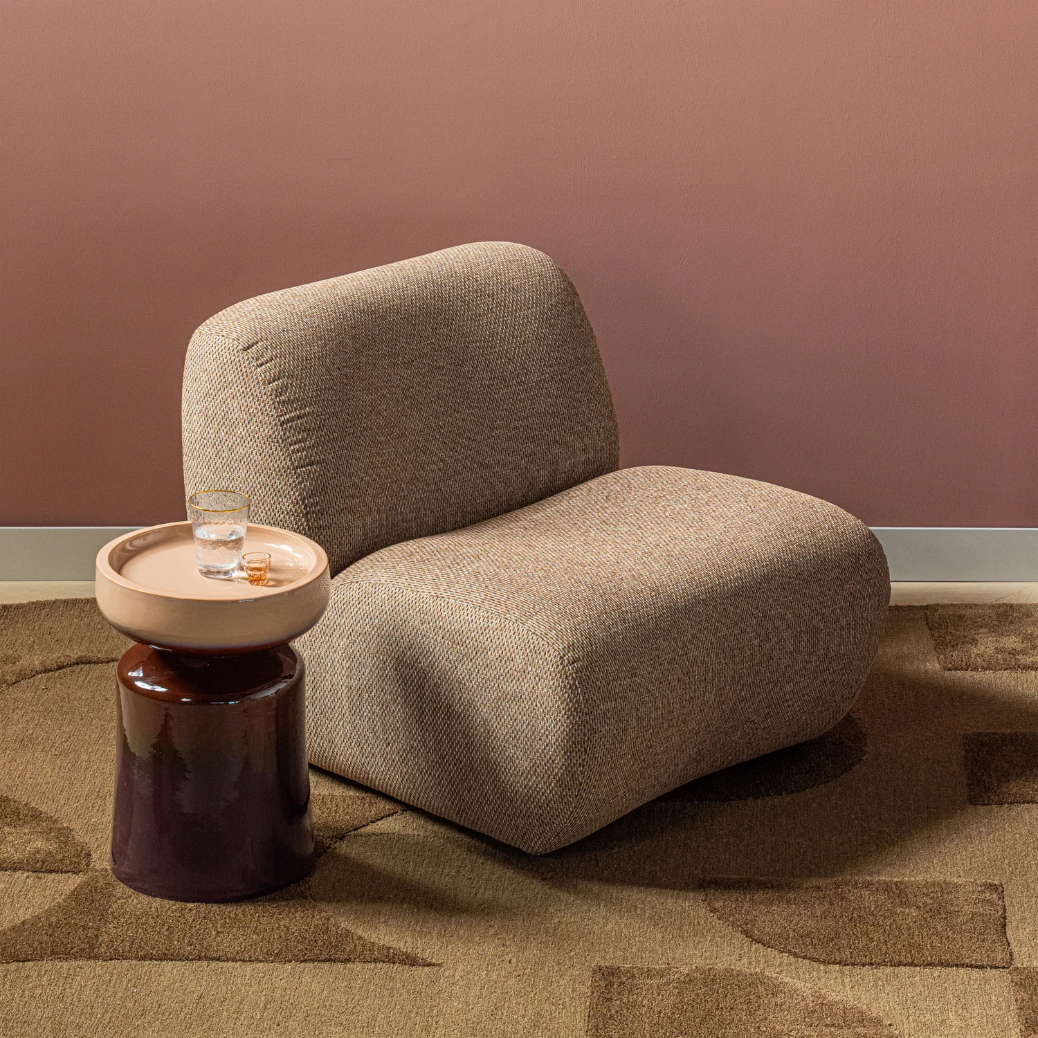 Beistelltisch TUMO Ø 35 cm Keramik lila braun