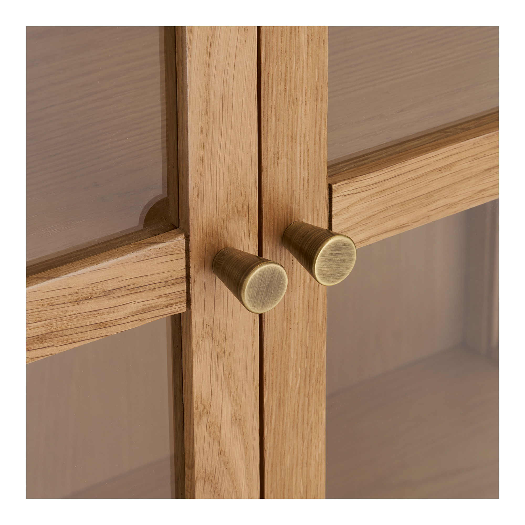 Schrank Vitrine Lamora mit 2 Tür H 180 cm  aus Eichenholz