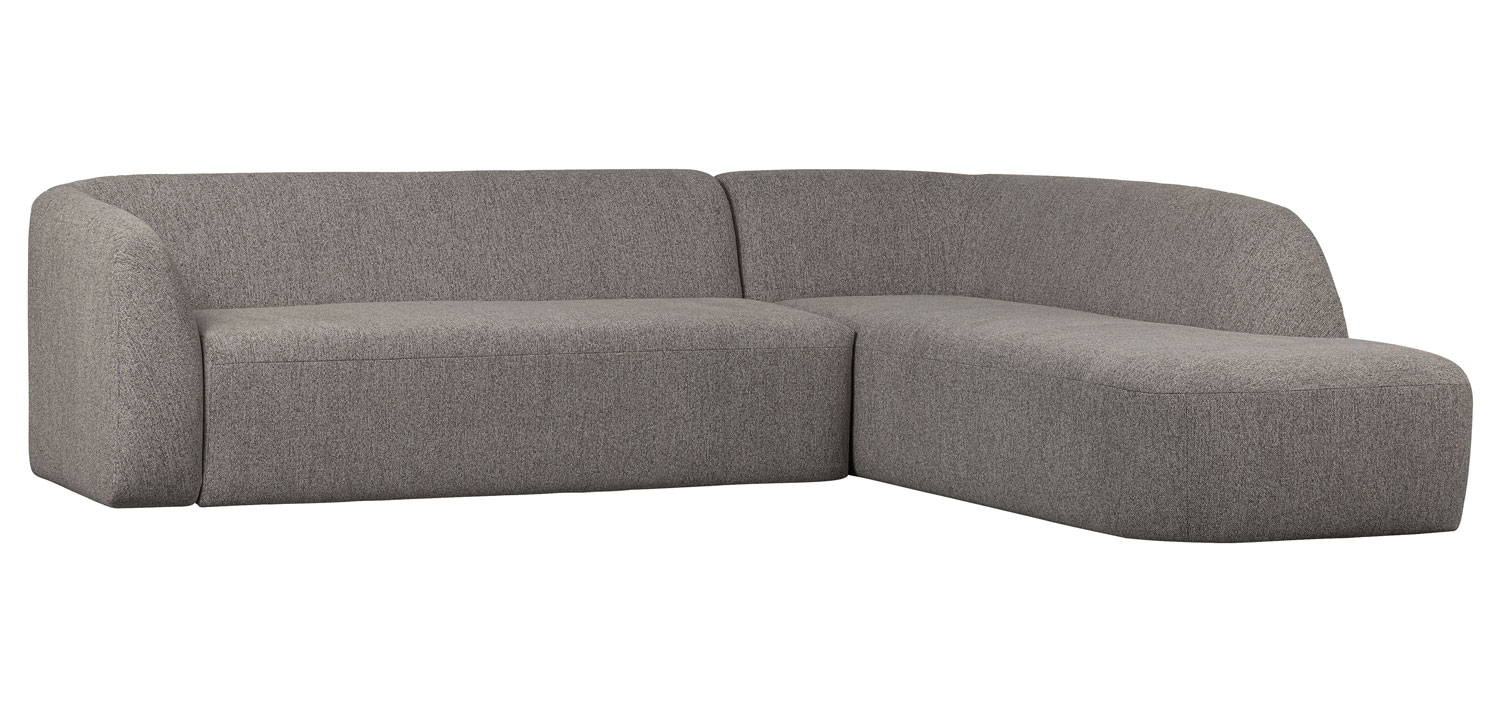 Eckgarnitur Sloping Chenille grau melange Ecksofa Longchair rechts