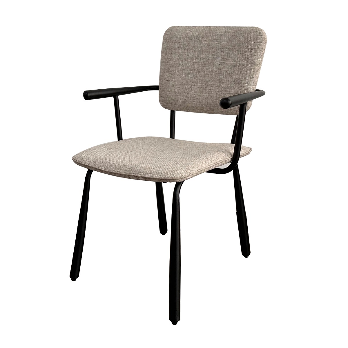 Esszimmerstuhl Finn Stuhl mit Armlehnen Gestell schwarz Stoff beige