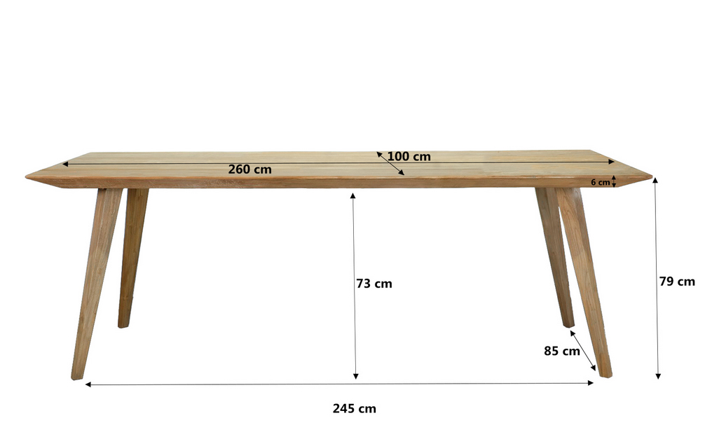 Esstisch TOMAR Teakholz 260 x 100 cm