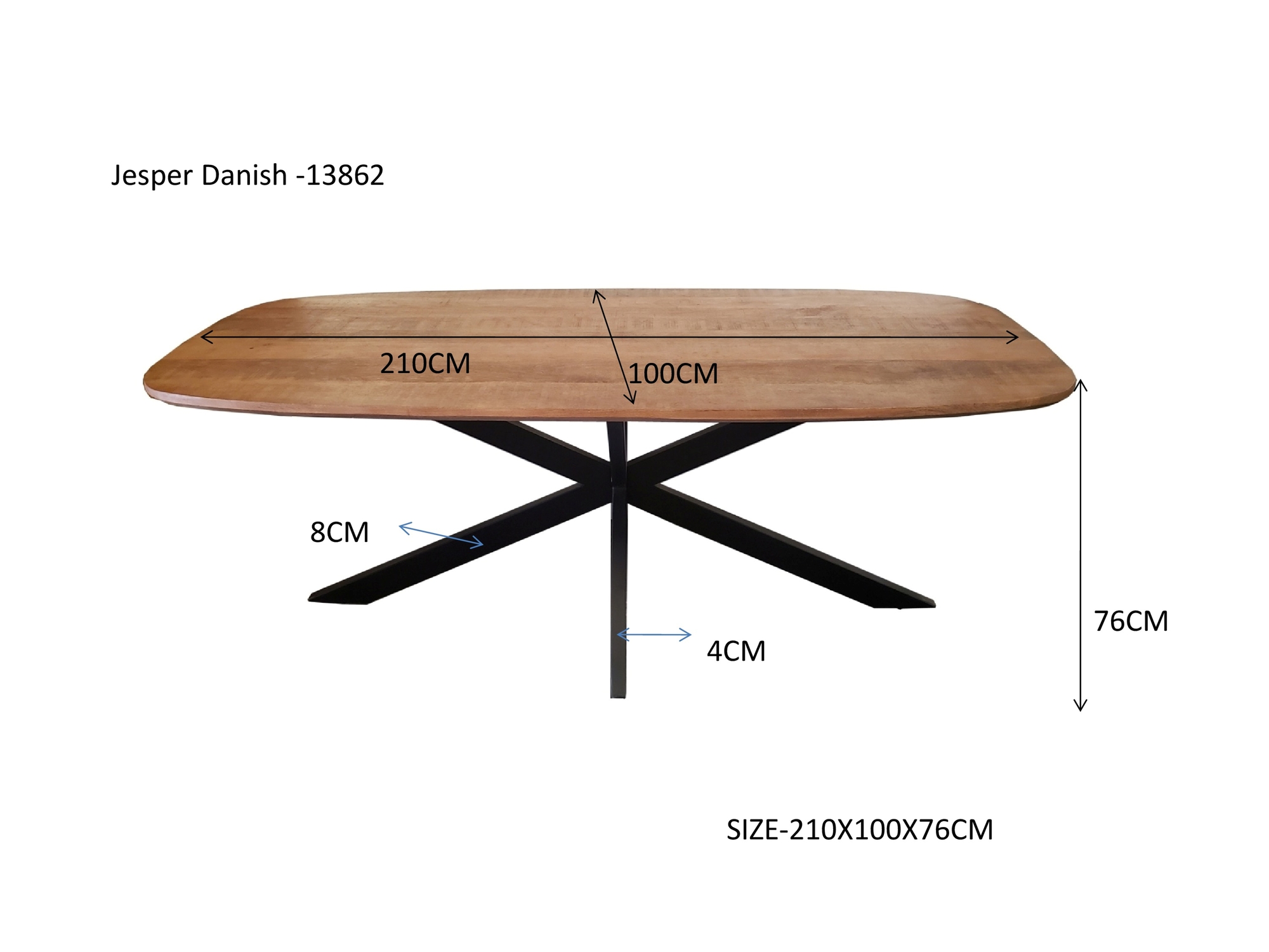 Esstisch Jesper Danish oval 210 x 100 cm braun