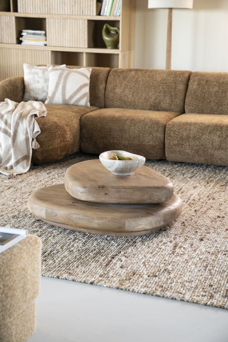 Couchtisch Kabo 100 x 80 cm drehbar Mango Massivholz hellbraun