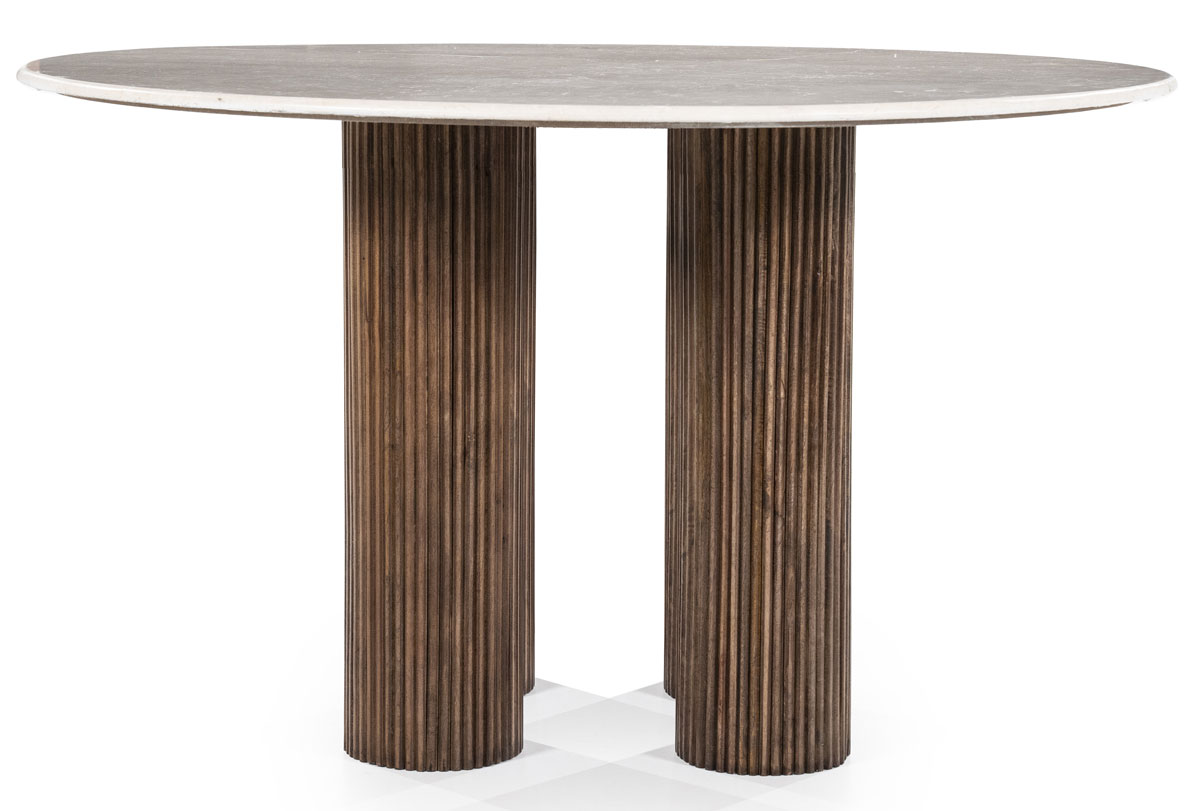 Esstisch Xavi rund 130 cm Marmor Mango Holz braun