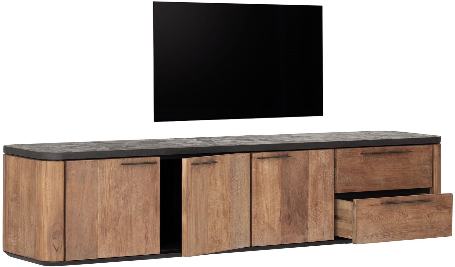 TV Möbel Soho 190 cm hängend recyceltes Teakholz Mortex Lowboard