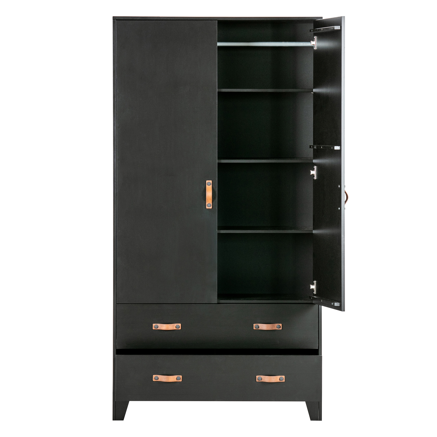 Woood Schrank Kleiderschrank Dian H 180 cm Kiefer schwarz